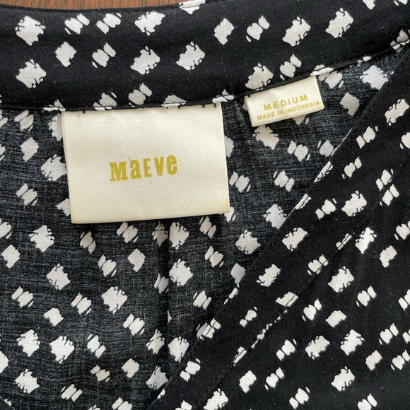 Anthropologie Maeve Lila Tiered Tunic Top Womens Medium‎ Polka dot Black White - Picture 3 of 10